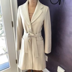 Elegant Cream Women's Belted Coat